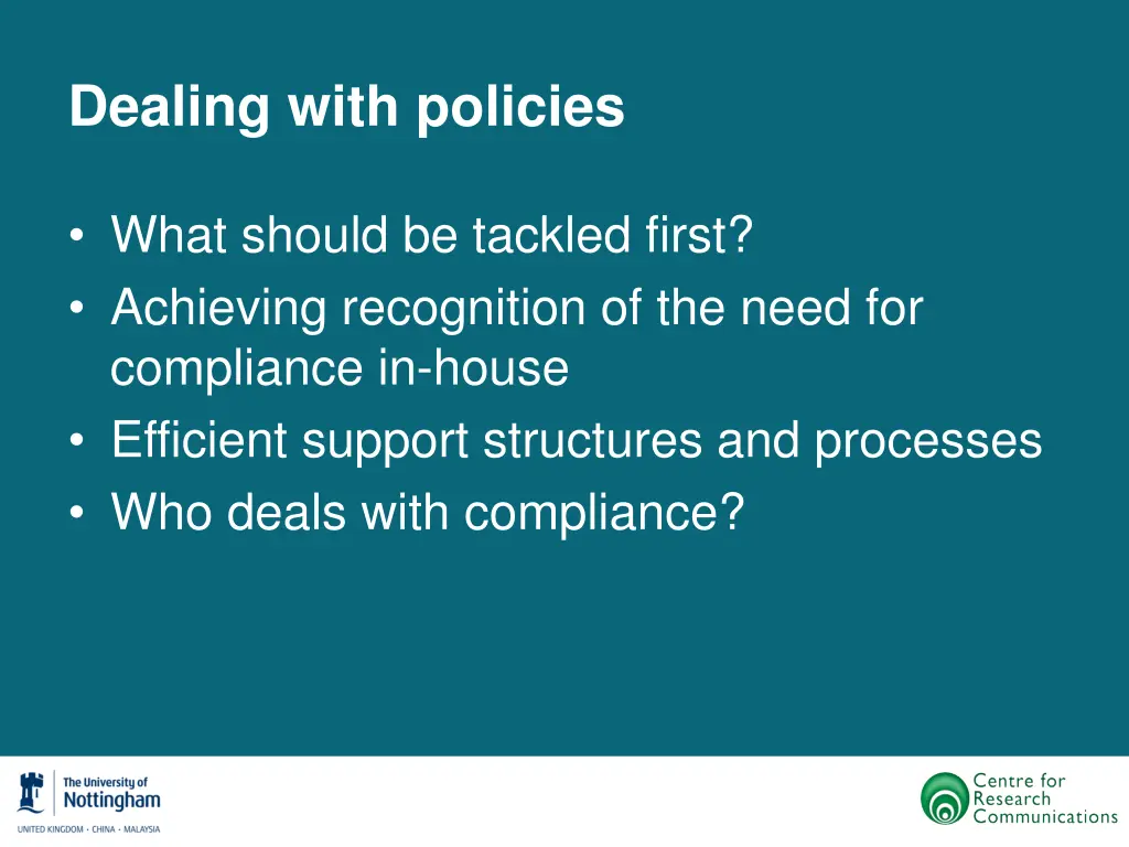 dealing with policies