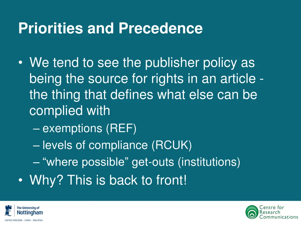 priorities and precedence
