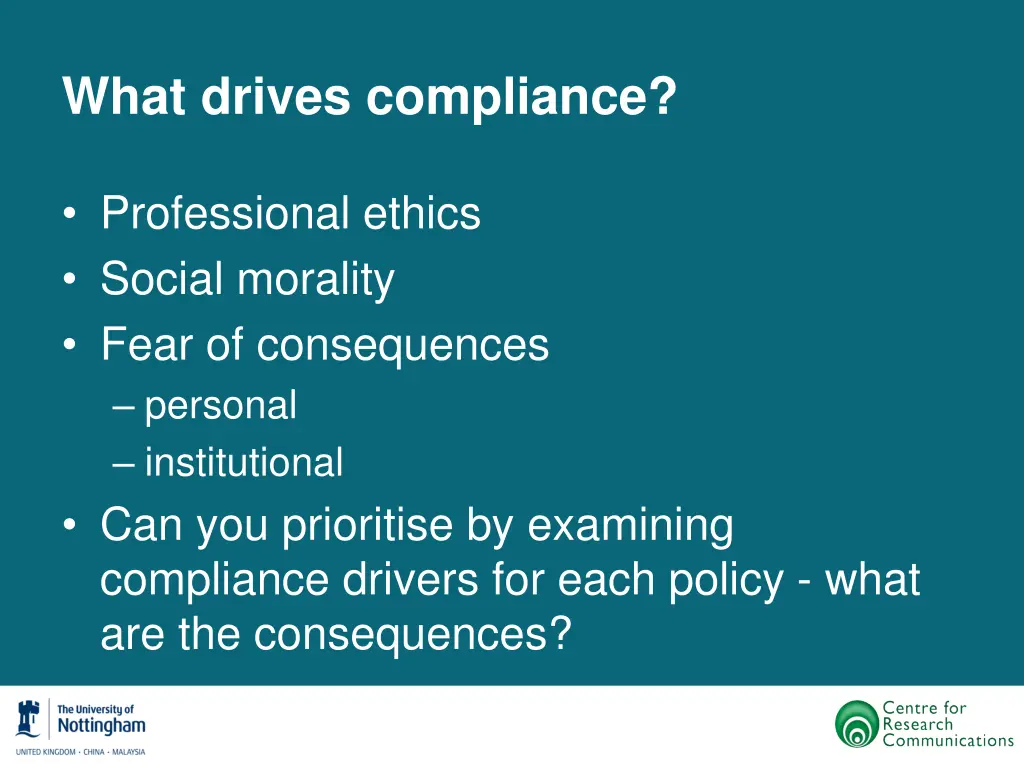 what drives compliance