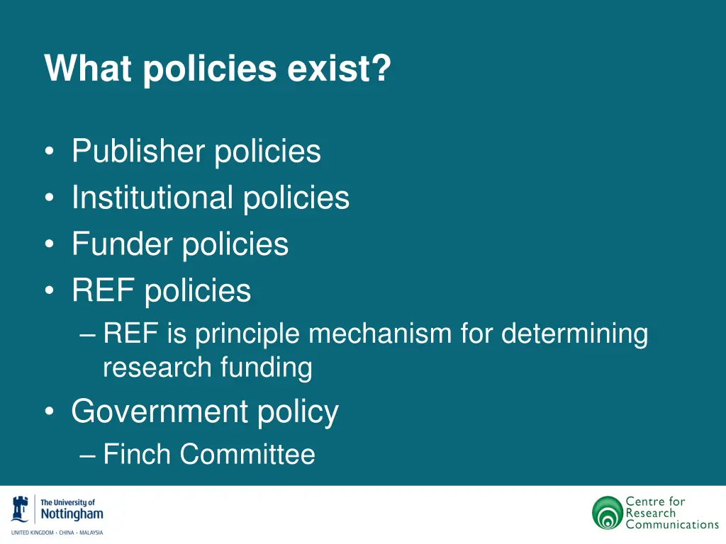 what policies exist