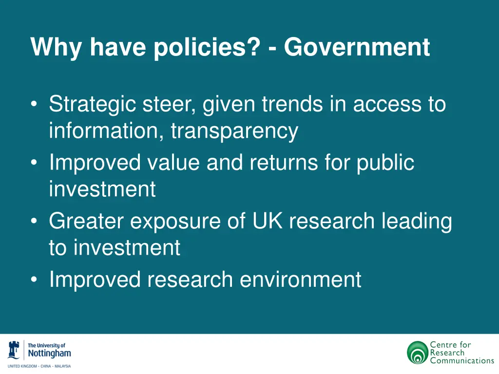 why have policies government