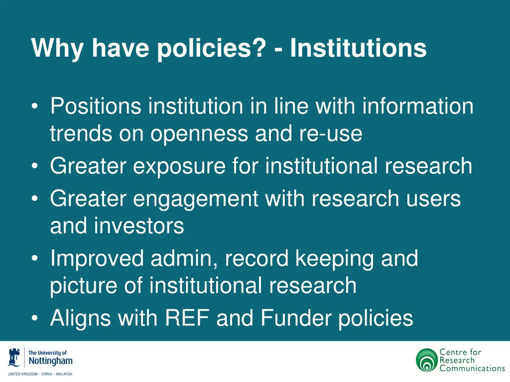 why have policies institutions