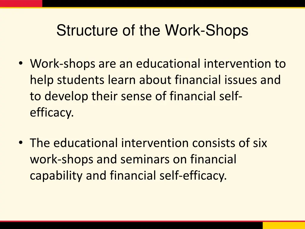 structure of the work shops