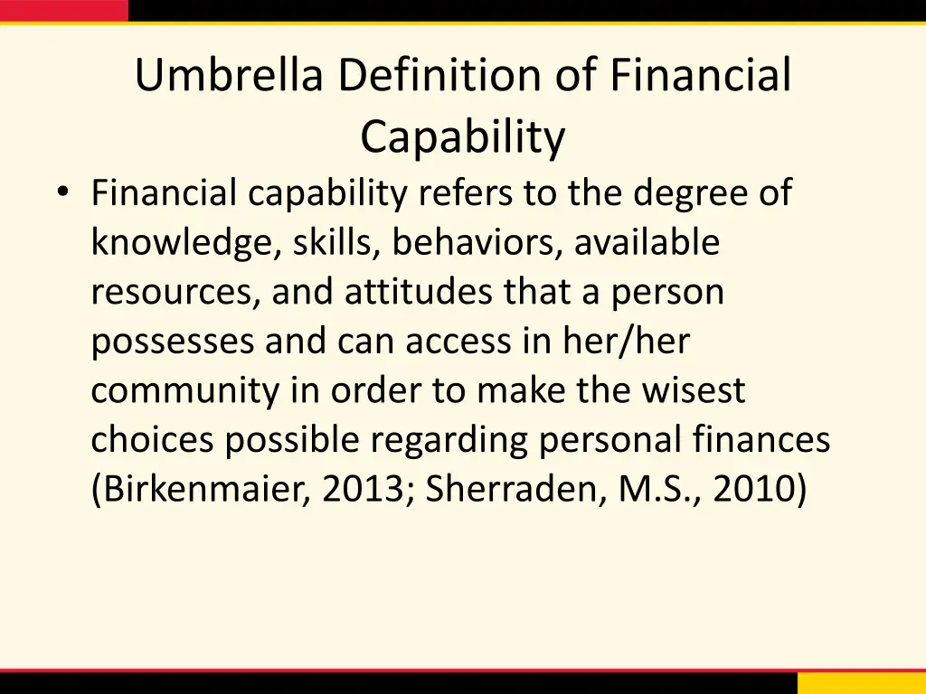umbrella definition of financial capability