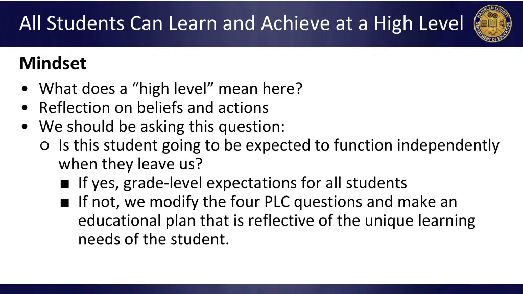 all students can learn and achieve at a high level 4