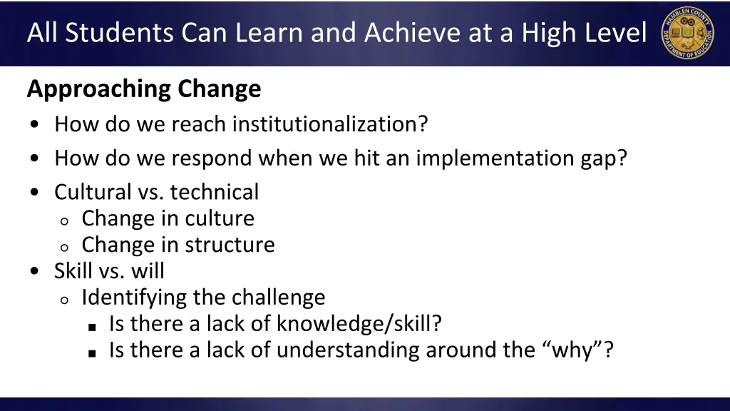 all students can learn and achieve at a high level 7