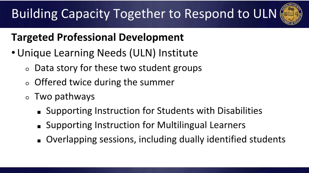 building capacity together to respond to uln 2