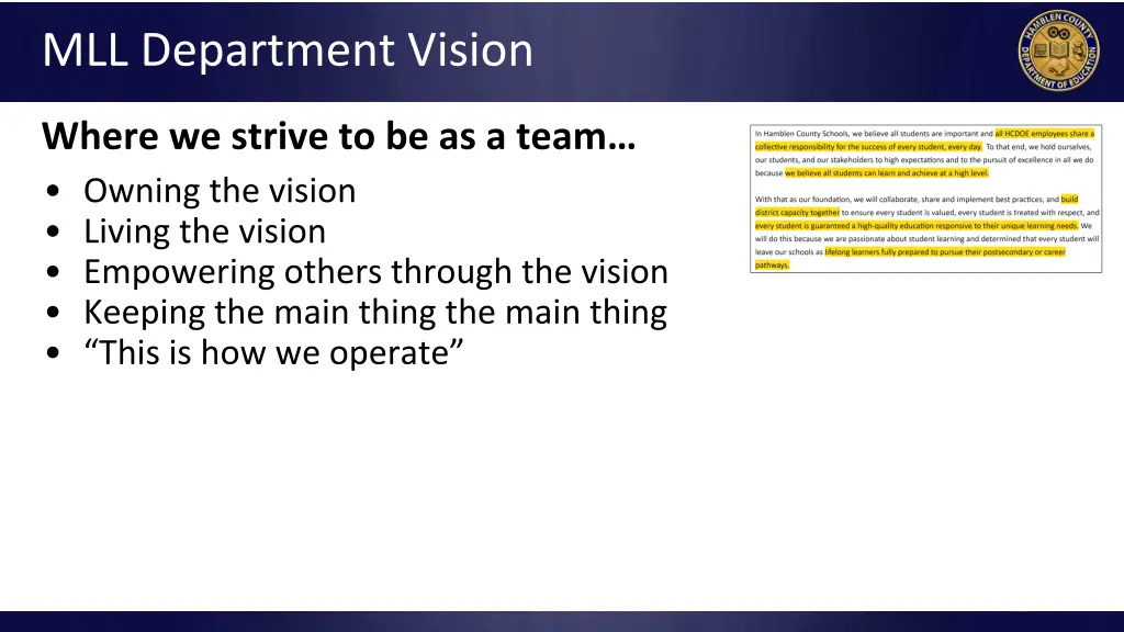 mll department vision