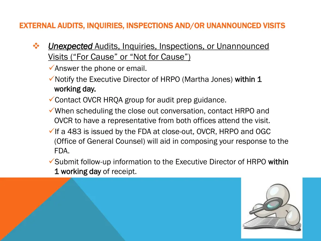 external audits inquiries inspections