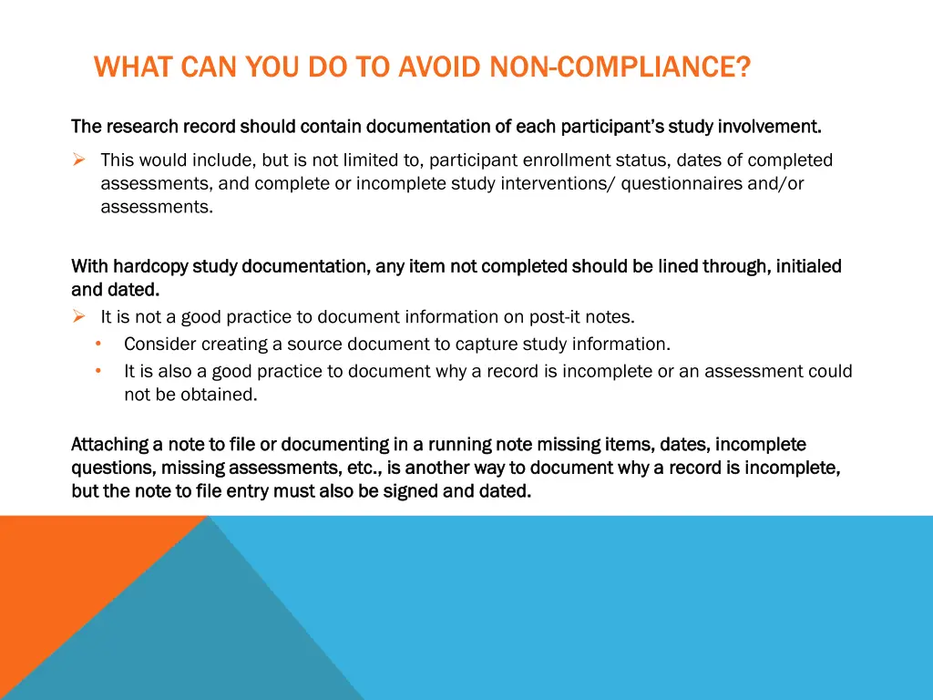 what can you do to avoid non compliance 2