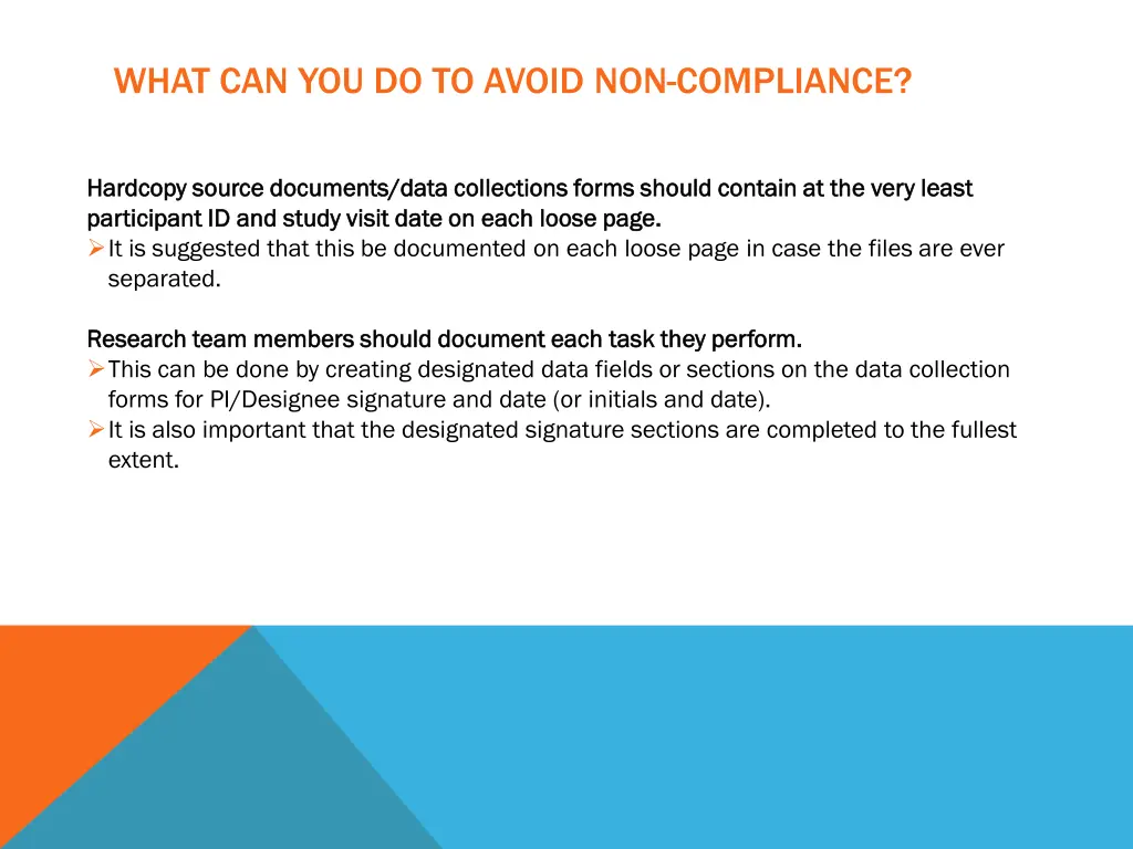 what can you do to avoid non compliance 4
