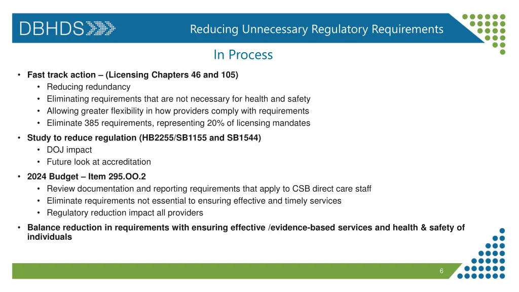 reducing unnecessary regulatory requirements 1