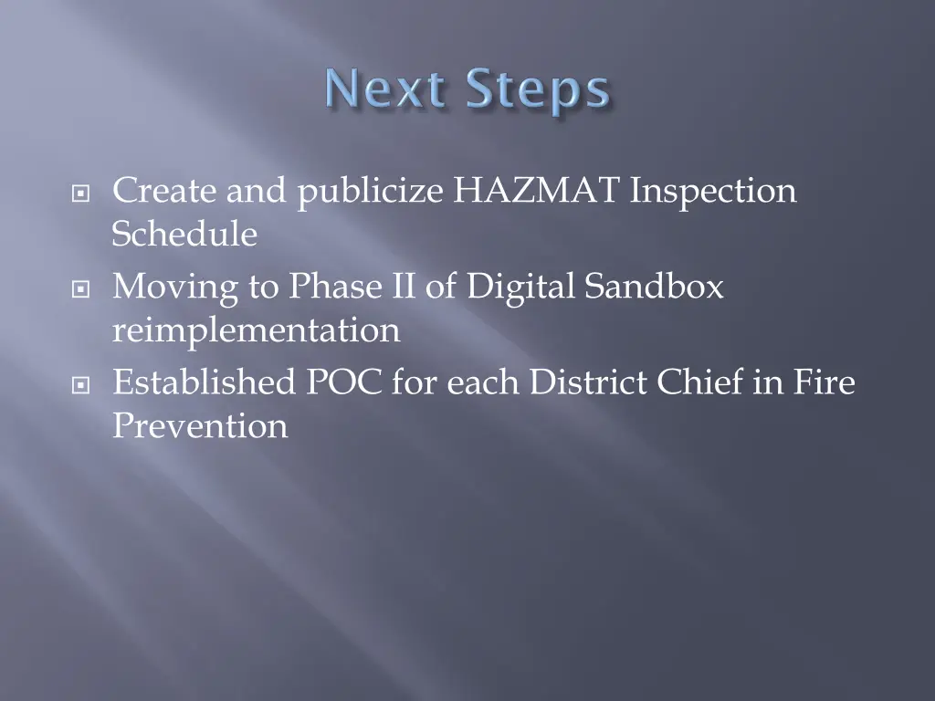 create and publicize hazmat inspection schedule