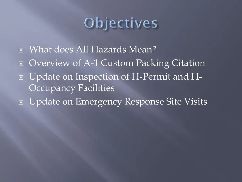 what does all hazards mean overview of a 1 custom