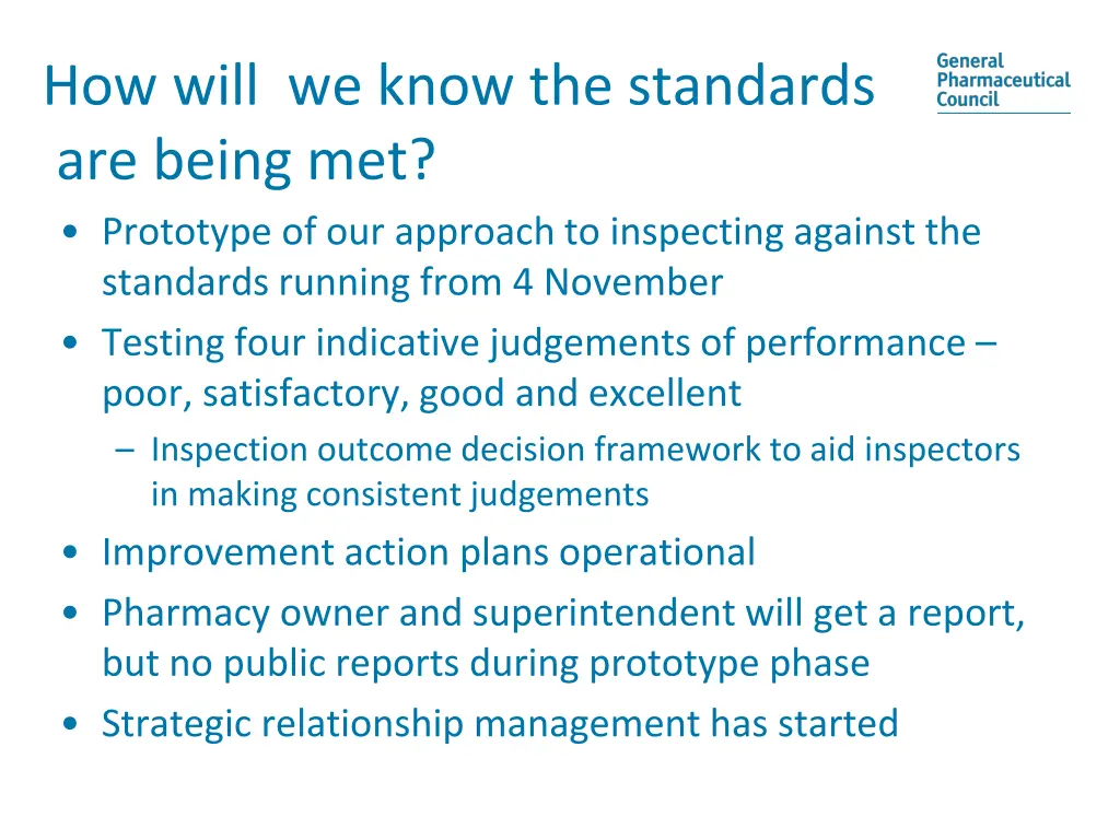 how will we know the standards are being