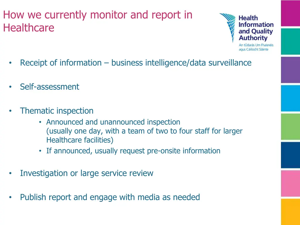 how we currently monitor and report in healthcare