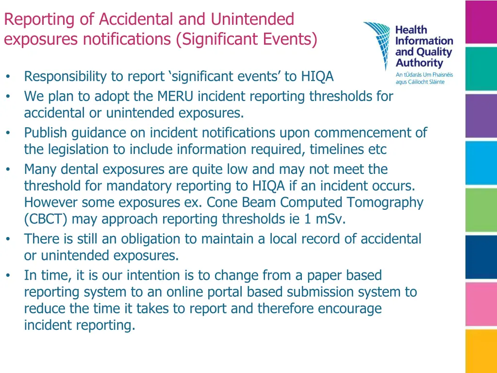reporting of accidental and unintended exposures