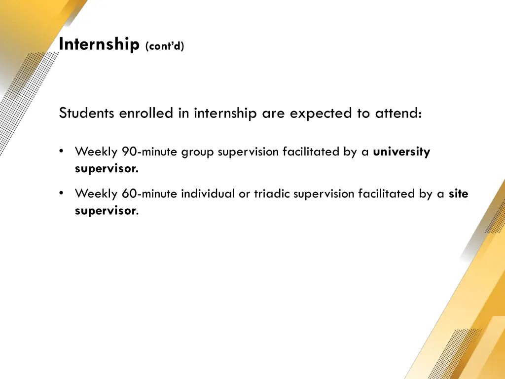 internship cont d