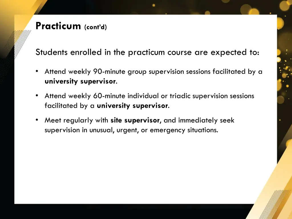 practicum cont d