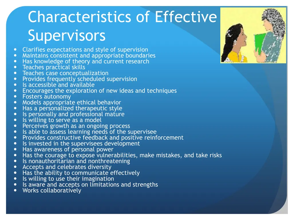 characteristics of effective supervisors