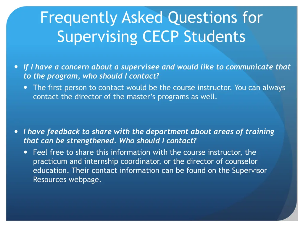 frequently asked questions for supervising cecp 1