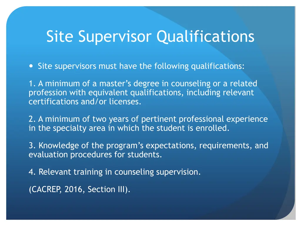 site supervisor qualifications