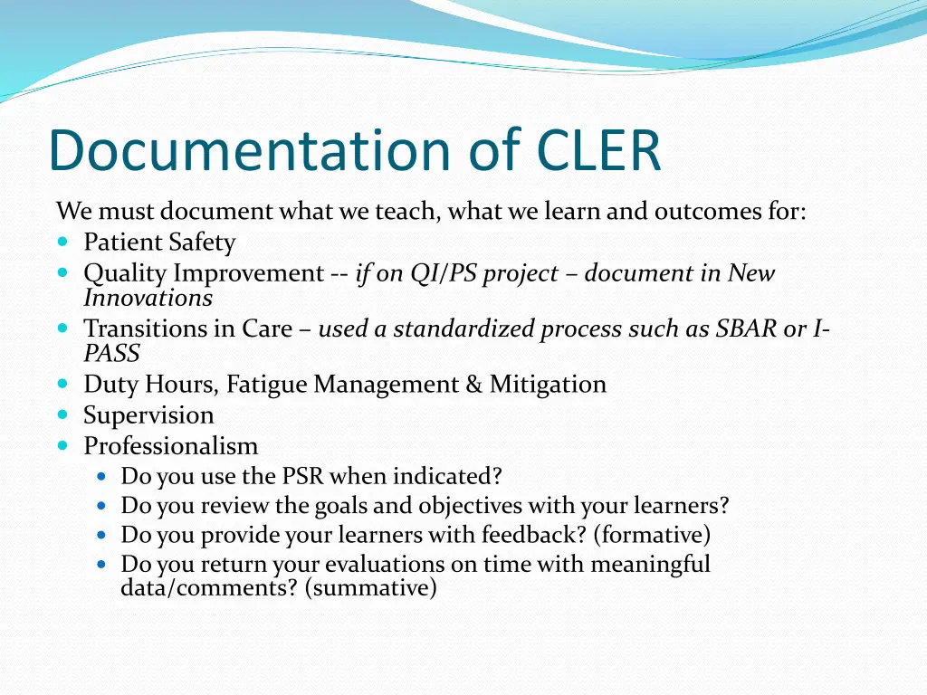 documentation of cler