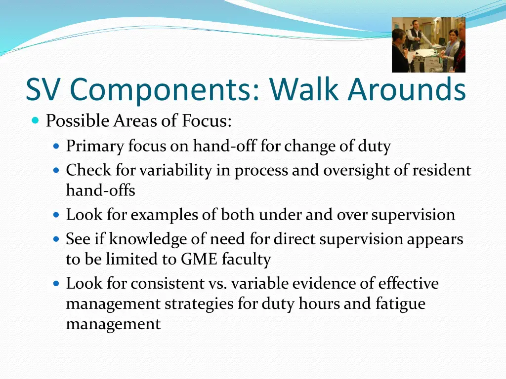 sv components walk arounds possible areas of focus