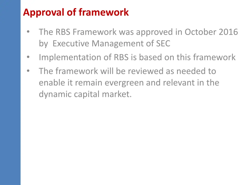 approval of framework