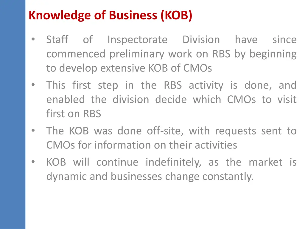 knowledge of business kob