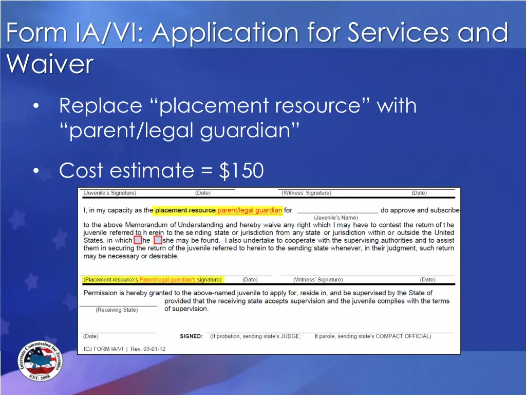 form ia vi application for services and waiver