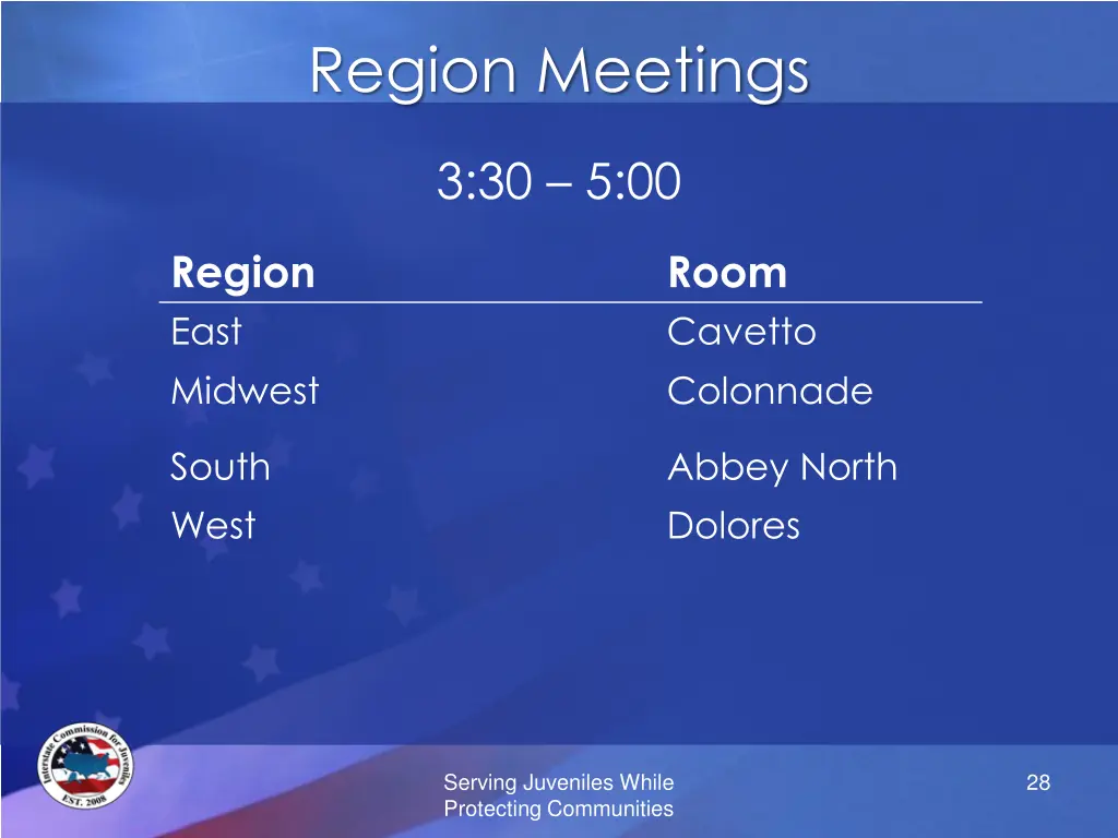 region meetings