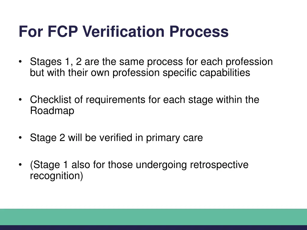 for fcp verification process