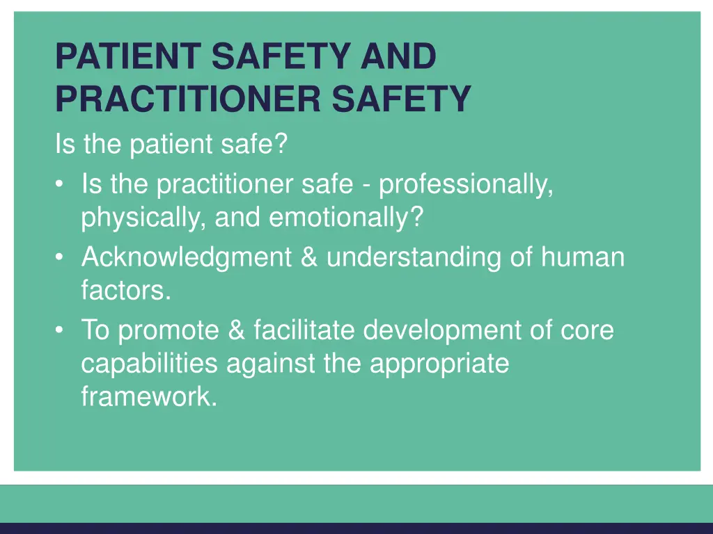 patient safety and practitioner safety