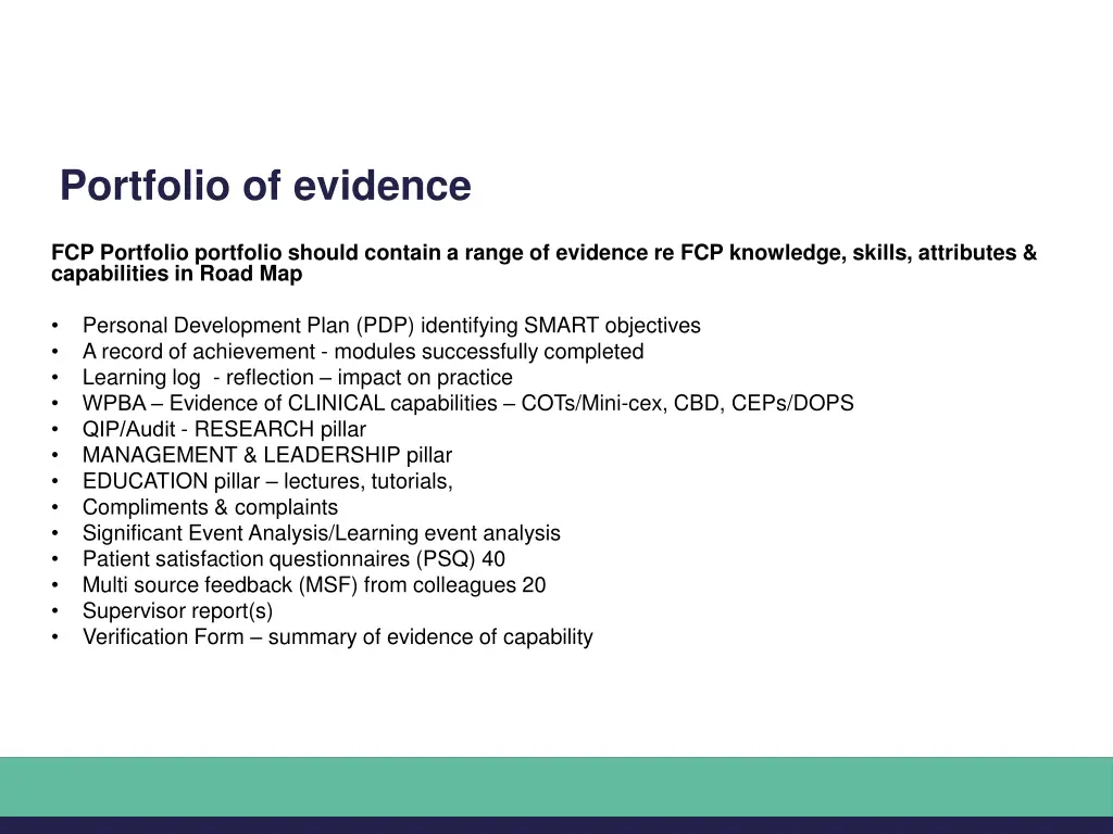 portfolio of evidence