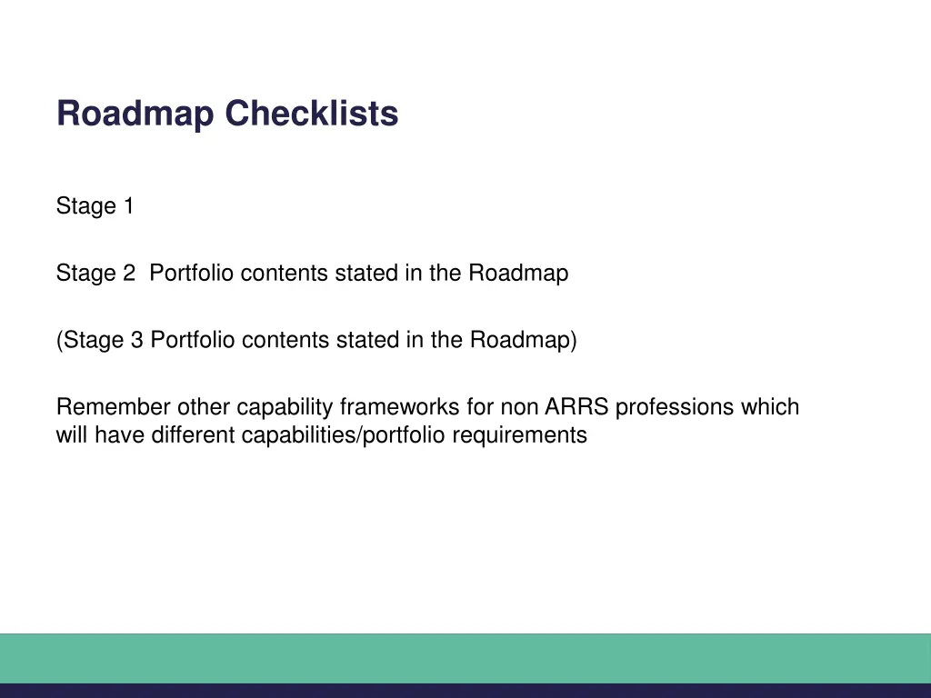 roadmap checklists