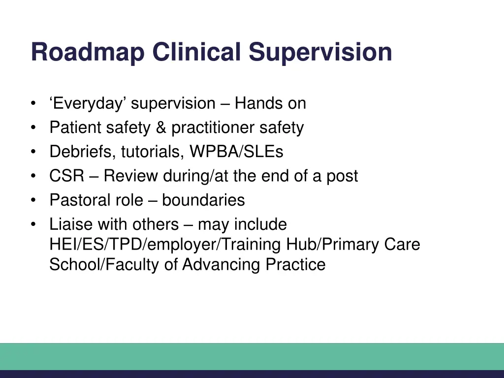 roadmap clinical supervision
