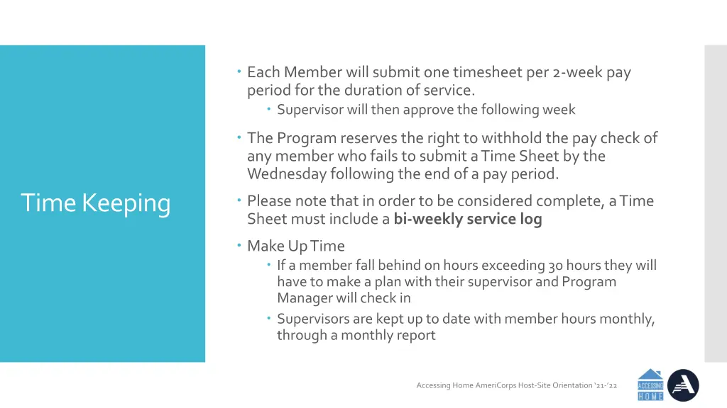 each member will submit one timesheet per 2 week
