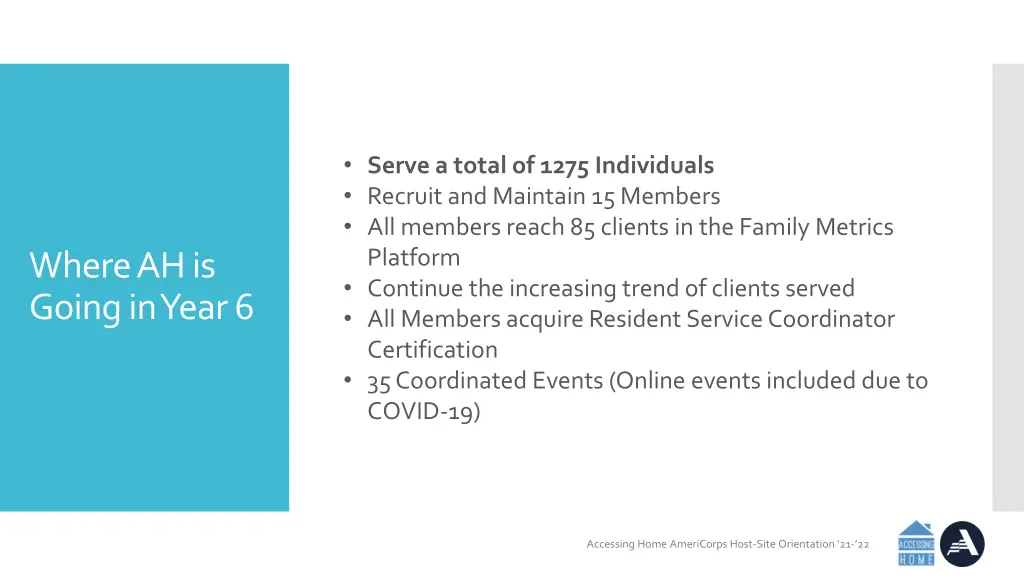 serve a total of 1275 individuals recruit
