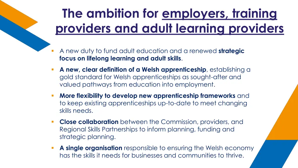 the ambition for employers training providers