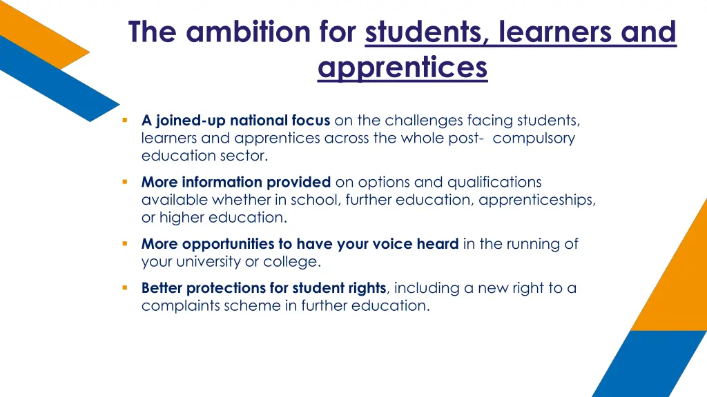 the ambition for students learners and apprentices