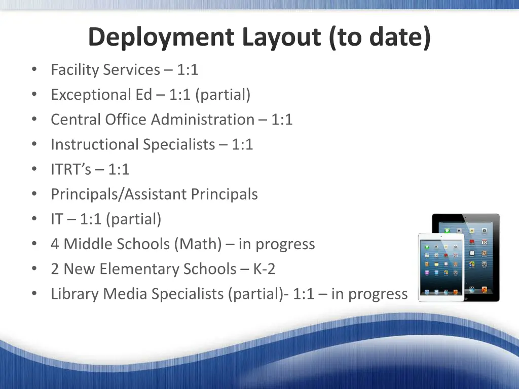 deployment layout to date facility services