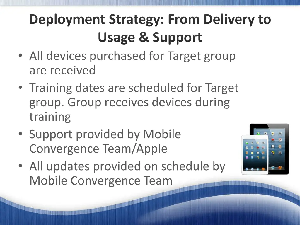 deployment strategy from delivery to usage