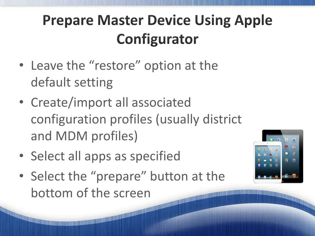 prepare master device using apple configurator 1