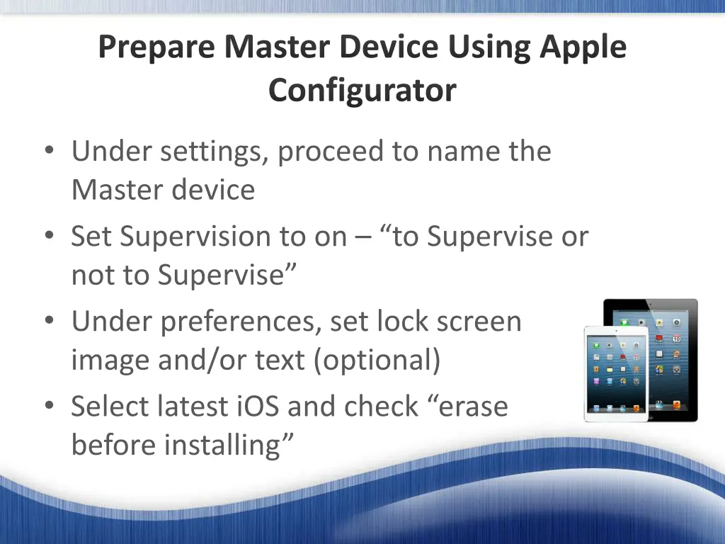prepare master device using apple configurator