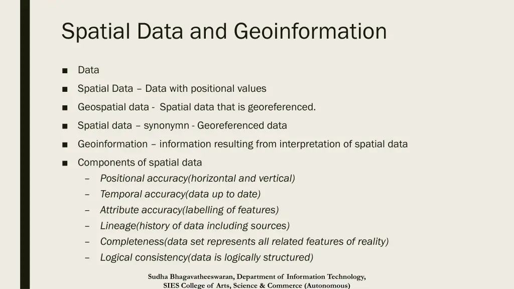 spatial data and geoinformation