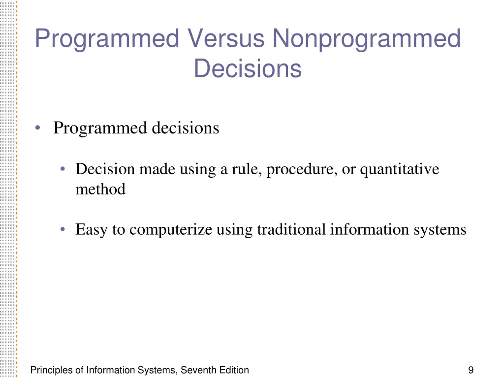 programmed versus nonprogrammed decisions