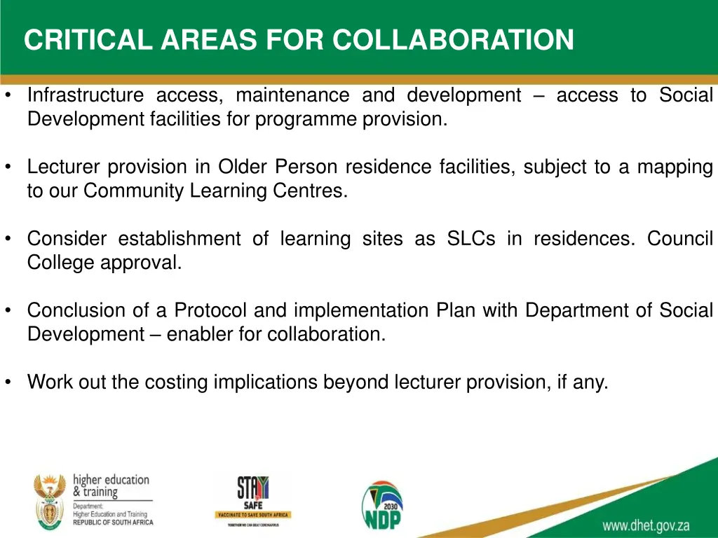 critical areas for collaboration