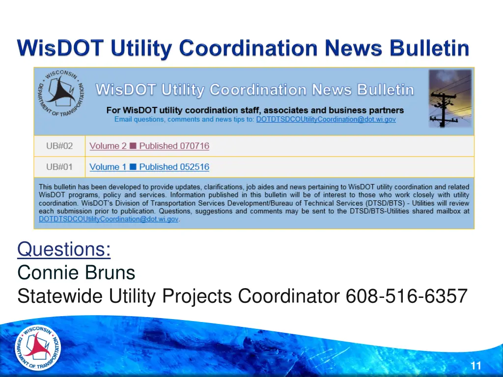 questions connie bruns statewide utility projects