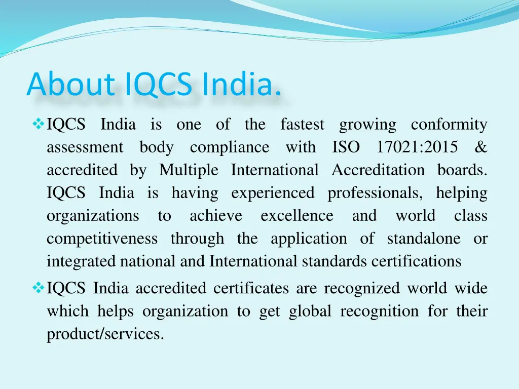 about iqcs india